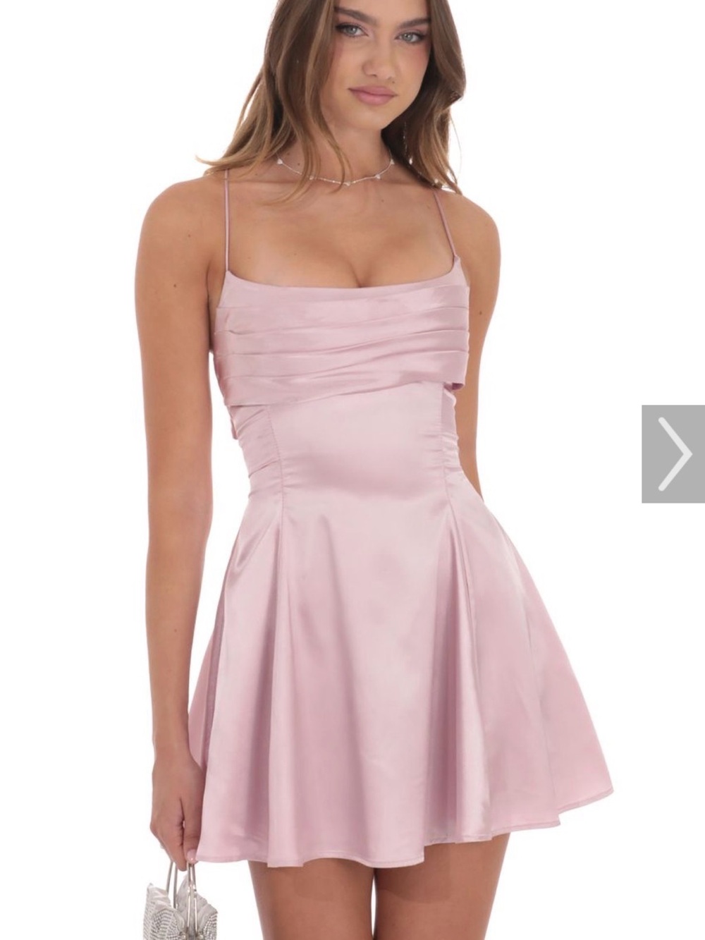 Lucy in the Sky Satin Draped A-Line Dress Mini Pink